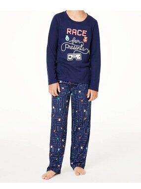 Family Pajamas Toddler Boys or Girls Two-Piece PJs, Navy Blue Presents, 2T-3T